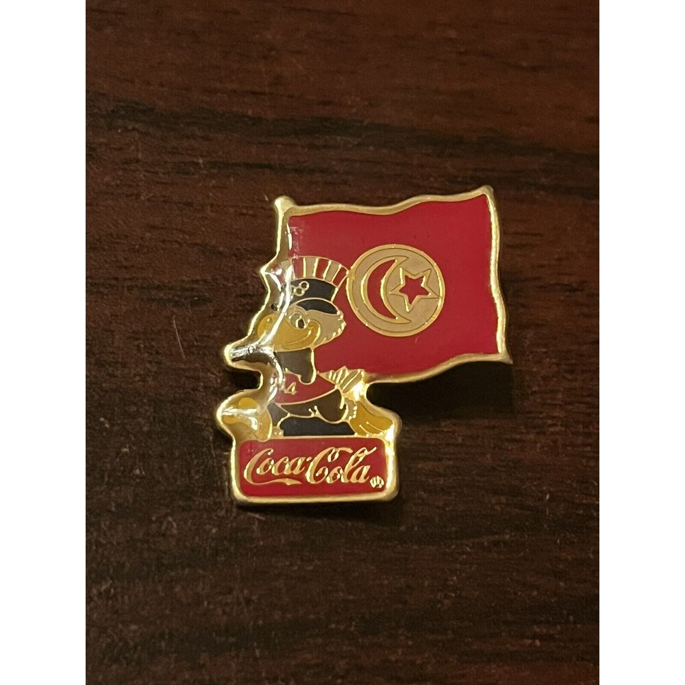 Vintage 1984‎ Los Angeles Olympics Coca Cola Sam Eagle Tunisia Flag Lapel Pin